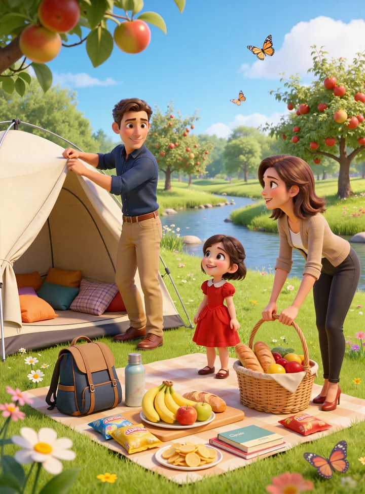 A family enjoying a sunny picnic